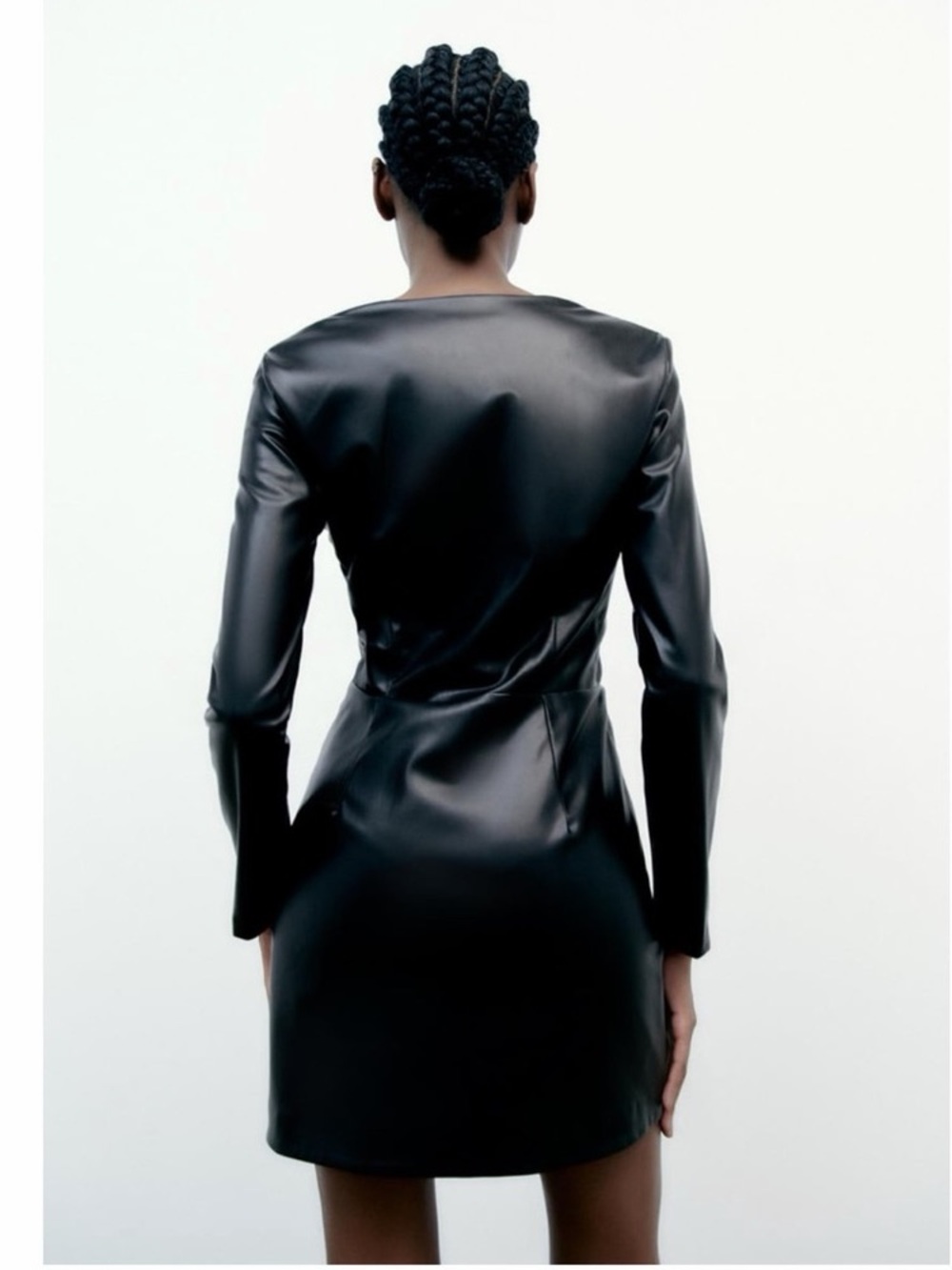 ZARA DRAPED FAUX LEATHER DRESS - Picture 3 of 11